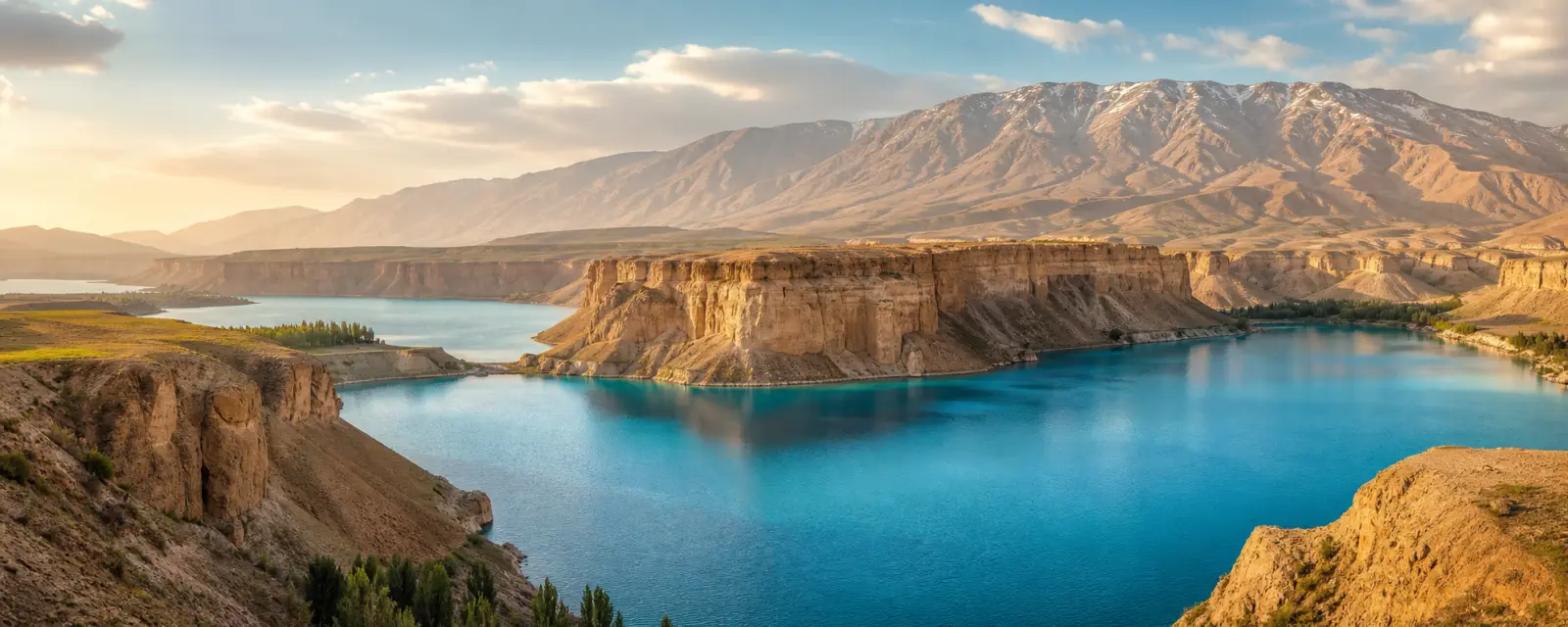 Band-e Amir lakes and the Hindu Kush mountains in Afghanistan