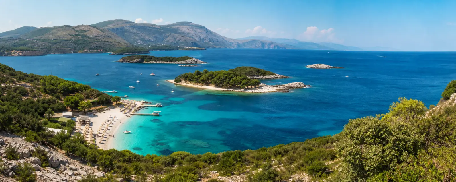 Ksamil coast landscape in Albania