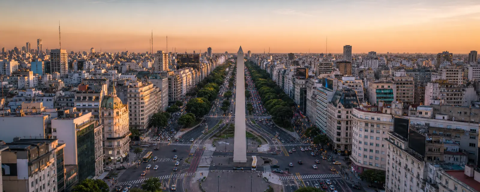 Buenos Aires Obelisk and Avenida 9 de Julio in Argentina