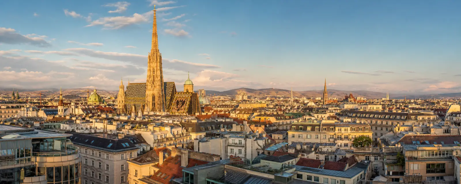 St. Stephen's Cathedral and Vienna skyline in Austria