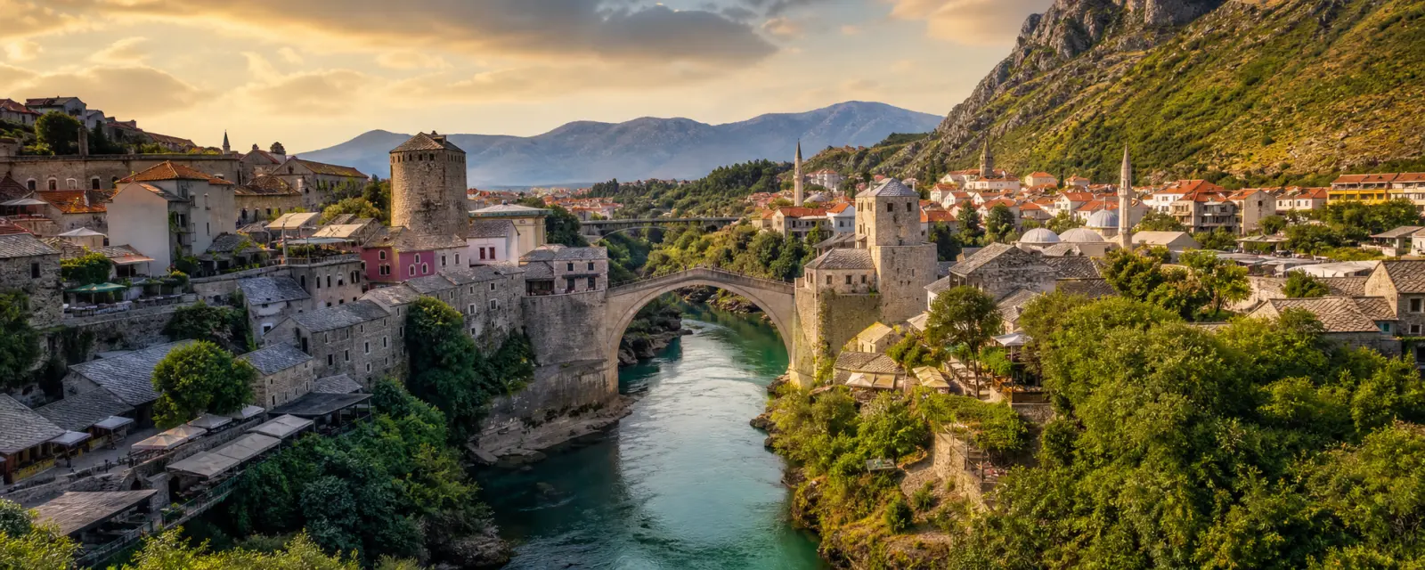 Mostar Bridge landscape in Bosnia and Herzegovina