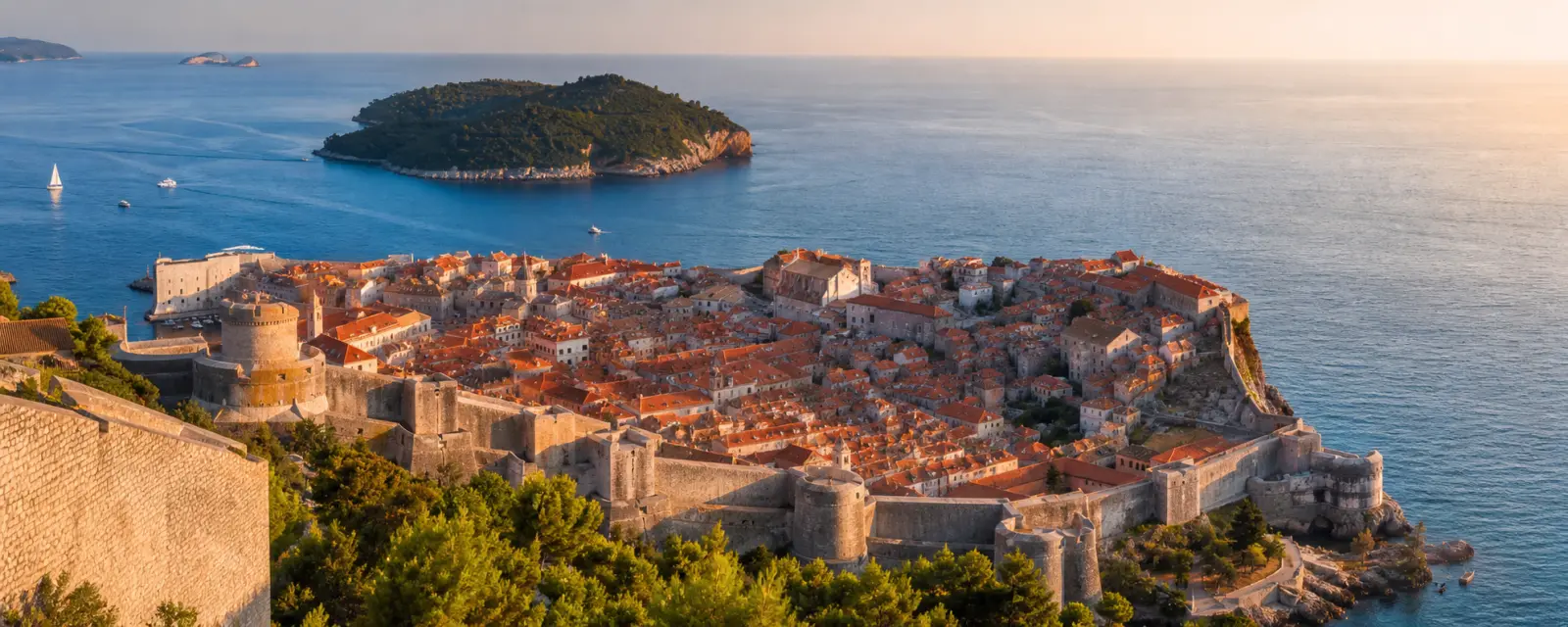 Dubrovnik Old Town and the Adriatic Sea in Croatia