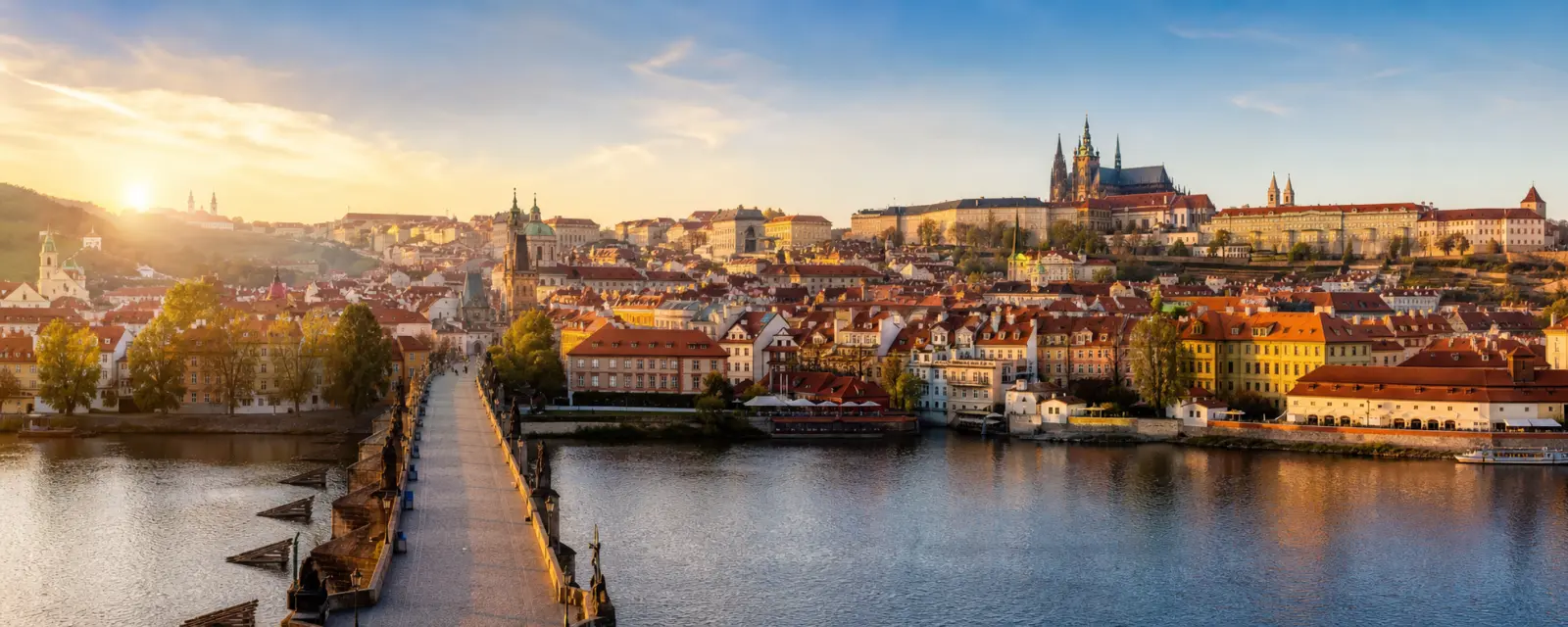 Prague Castle, Charles Bridge and the Vltava River in the Czech Republic