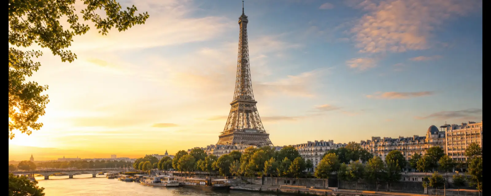 Eiffel Tower and the Seine in Paris, France