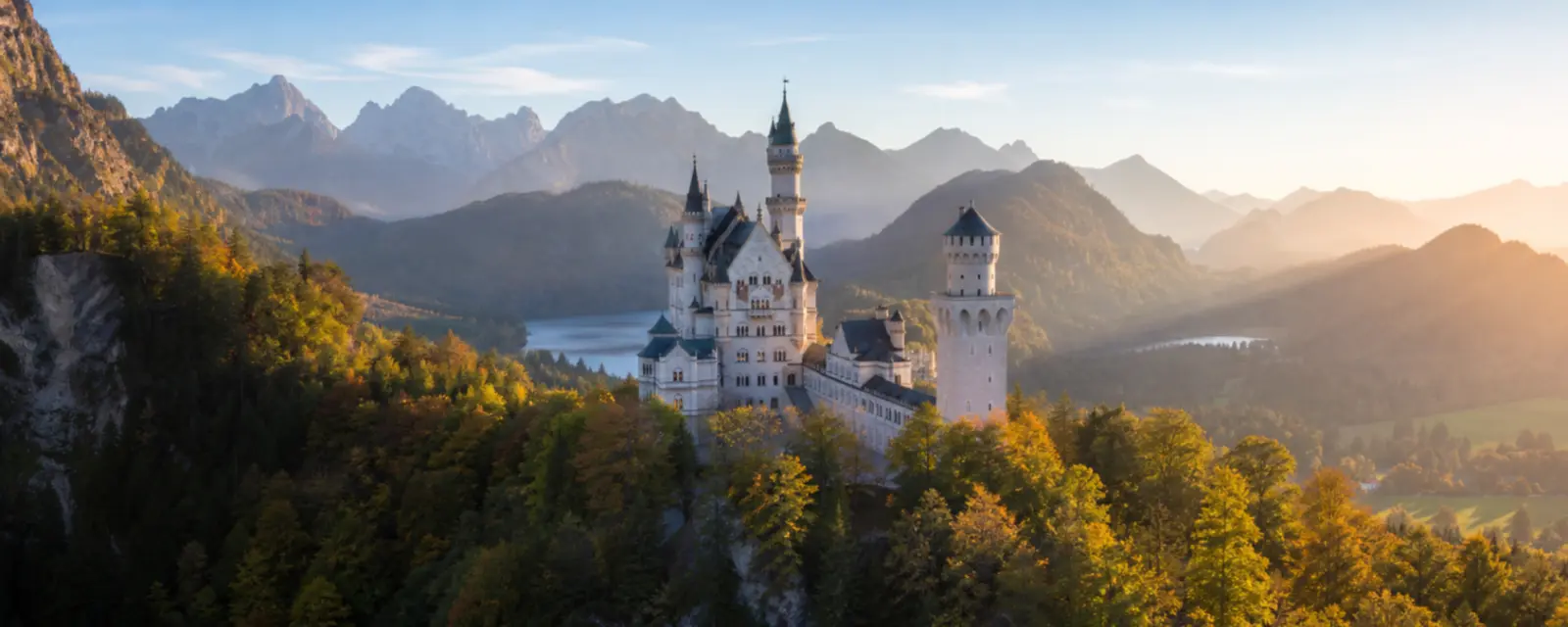 Neuschwanstein Castle and the Bavarian Alps in Germany