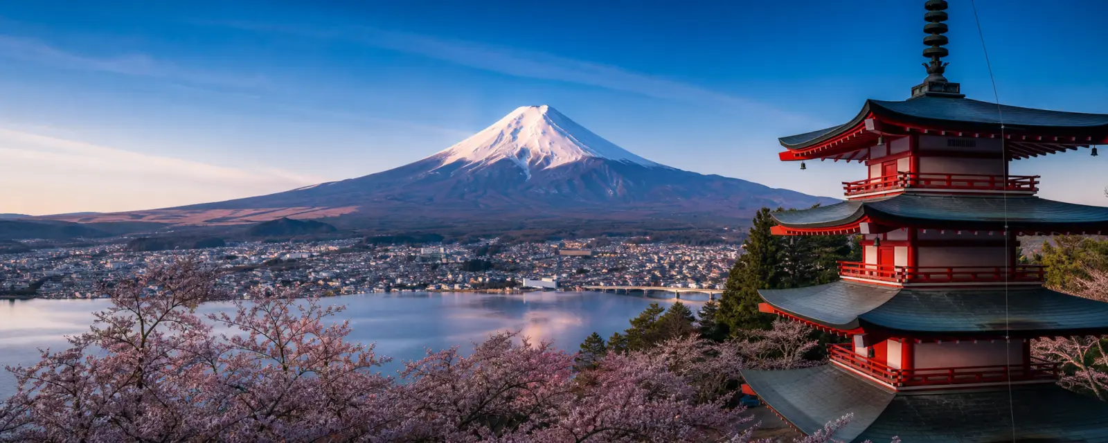 Mount Fuji and pagoda landscape in Japan