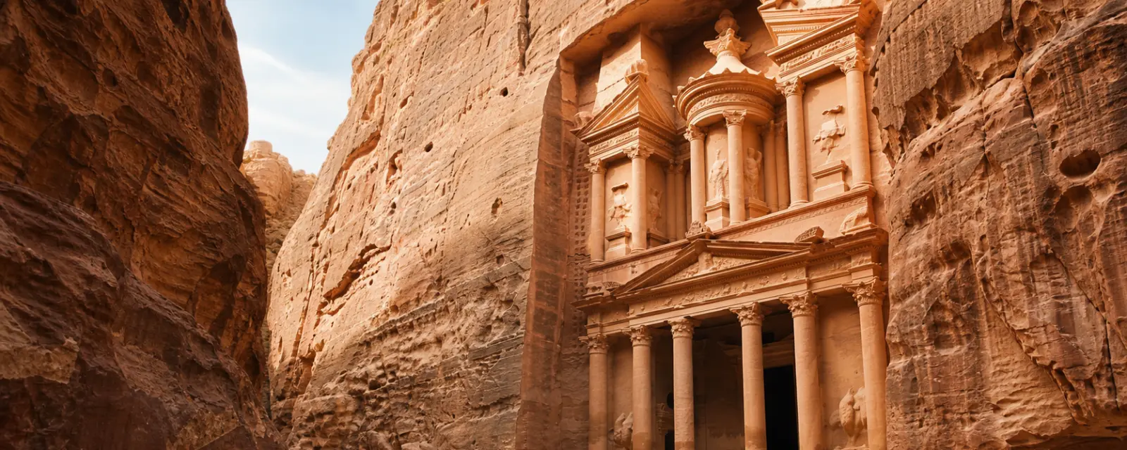 Petra Treasury and sandstone canyon in Jordan