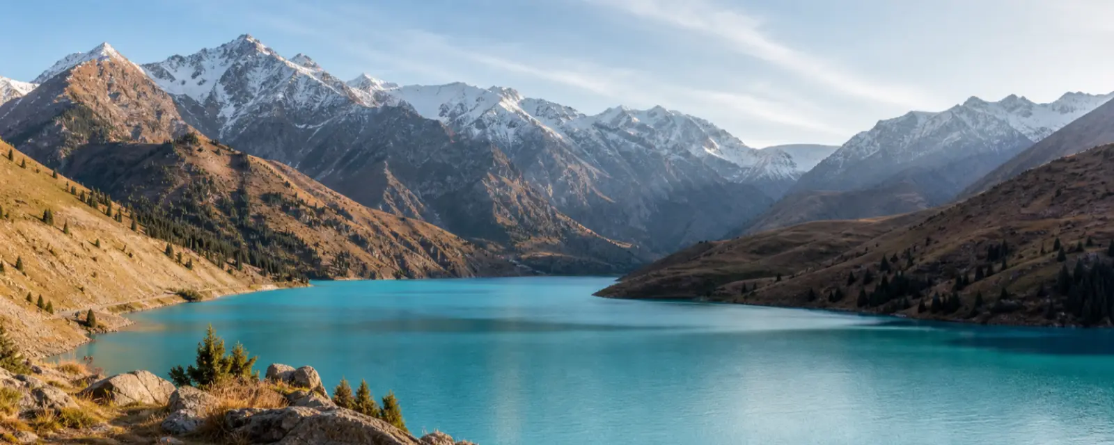 Big Almaty Lake and the Tian Shan Mountains in Kazakhstan