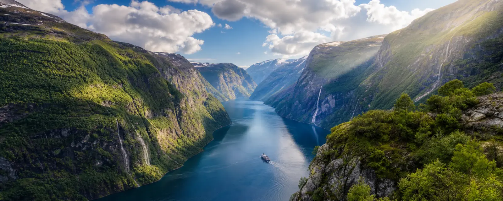 Geirangerfjord and mountain landscape in Norway