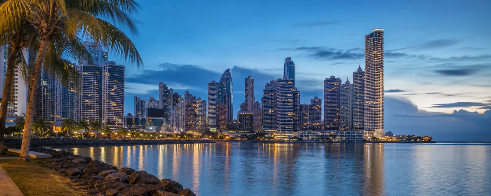 Panama City waterfront and modern skyline in Panama