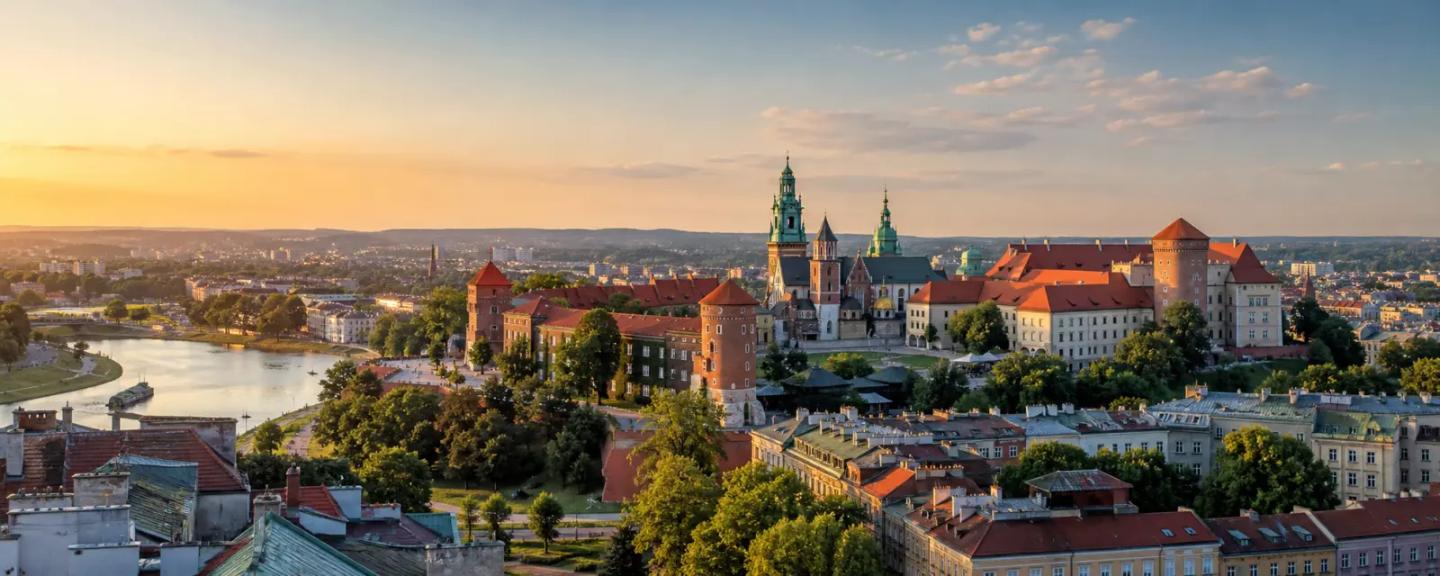 Wawel Castle, Krakow and the Vistula River in Poland