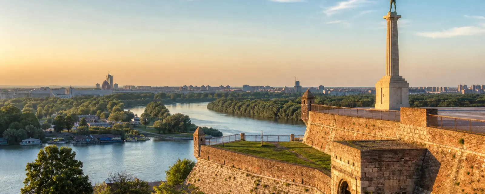Belgrade Fortress and the Sava and Danube rivers in Serbia